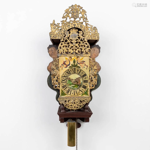 A Friese Stoelclock with hand-painted decor and mermaids. 18...