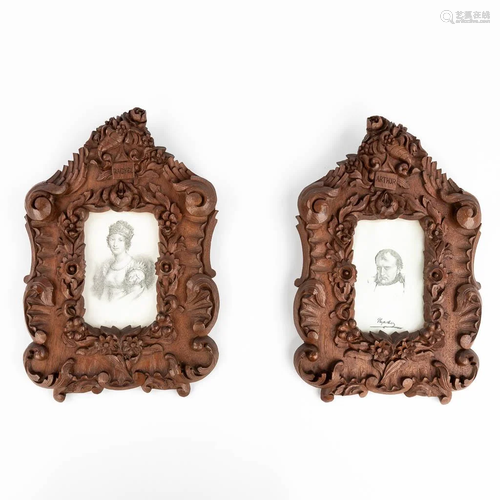 A pair of wood sculptured picture frames, marked 'Arthu...