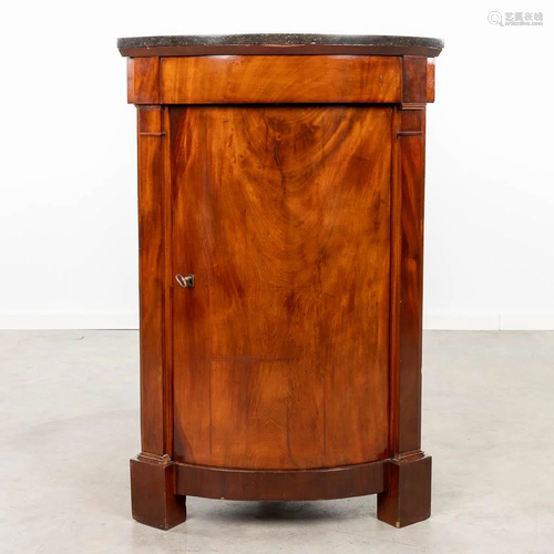 An antique corner cabinet with veneer. Empire period (49 x 7...