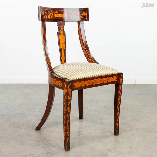 An antique chair decorated with marquetry inlay, Directoire ...