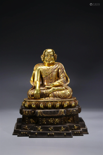 A Gilt Bronze Figure Of Guru