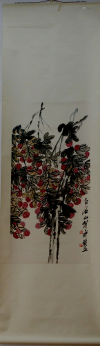 A Chinese Ink Painting Hanging Scroll By Qi Baishi