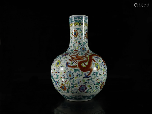 A Fine and Magnificent Doucai Globular Vase