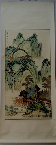 A Chinese Ink Painting Hanging Scroll By Qi Gong