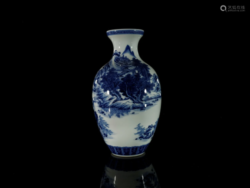 A Magnificent Blue and White 'Landscape' Vase