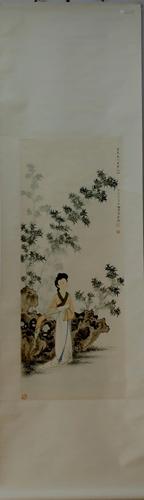 A Chinese Ink Painting Hanging Scroll By Chen Shaomei