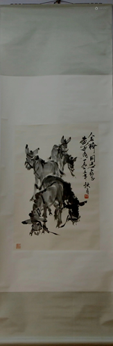 A Chinese Ink Painting Hanging Scroll By Huang Zhou