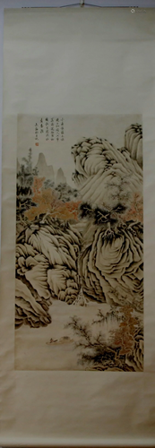 A Chinese Ink Painting Hanging Scroll By Wen Zhengming