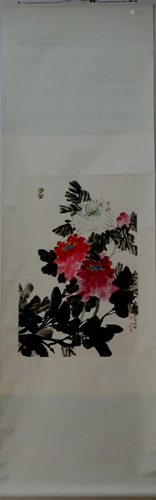 A Chinese Ink Painting Hanging Scroll By He Zhaoming