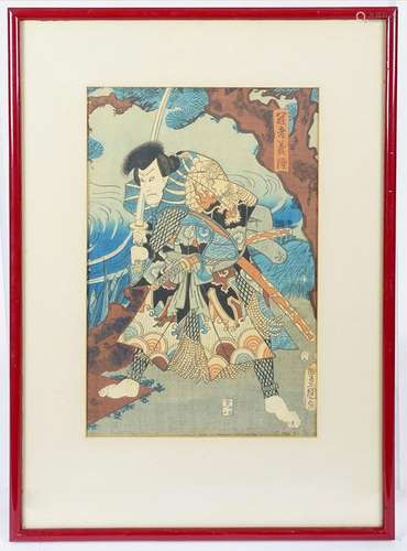 TOYOKUNI III (1786-1865)Estampe oban tate-e, partie de trypt...