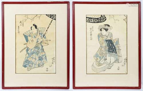 KUNISADA (1786-1865)Deux estampe oban tate-e, acteur dans un...