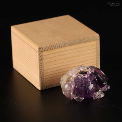紫水晶彫置物