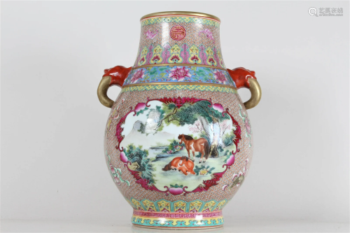A Chinese Duo-handled Vividly-detailed Massive Ancient-frami...