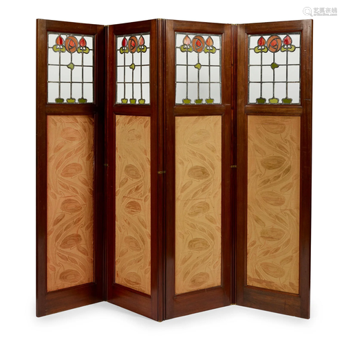 LIBERTY & CO., LONDON FOUR-FOLD DRAUGHT SCREEN, CIRCA 19...