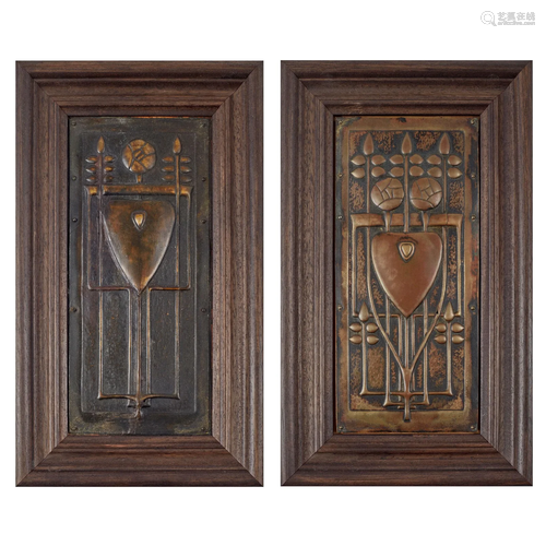 TALWIN MORRIS (1865-1911) TWO RARE GLASGOW SCHOOL PANELS, CI...