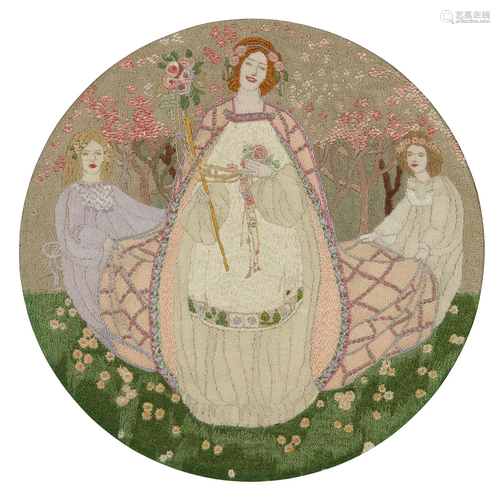 ANN MACBETH (1875-1948) ARTS & CRAFTS EMBROIDERED PANEL,...