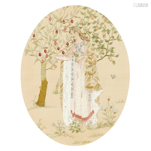 ENGLISH ARTS & CRAFTS EMBROIDERED PANEL, CIRCA 1900