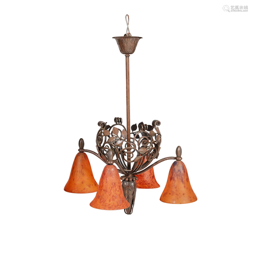 DAUM, NANCY CHANDELIER, CIRCA 1900