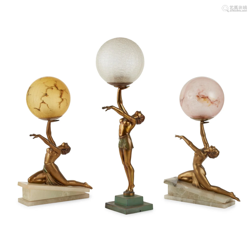 ENGLISH GROUP OF THREE ART DECO TABLE LAMPS, CIRCA 1930