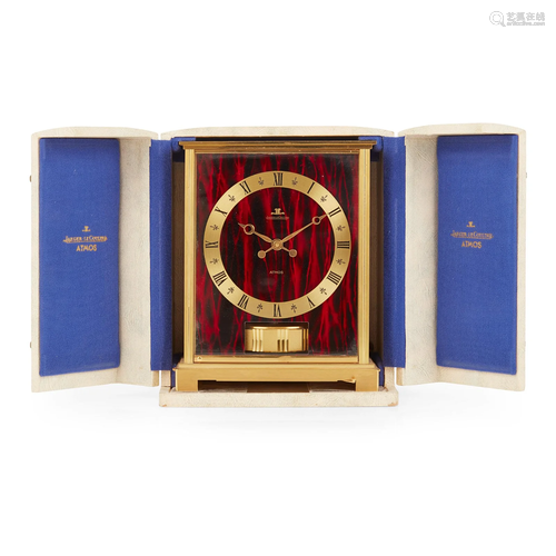 JAEGER LE COULTRE RED 'EMBASSY' ATMOS CLOCK, CIRCA...