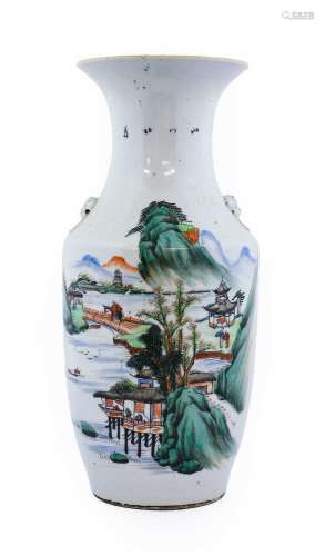 A Chinese Porcelain Vase, 19th century, of baluster form wit...
