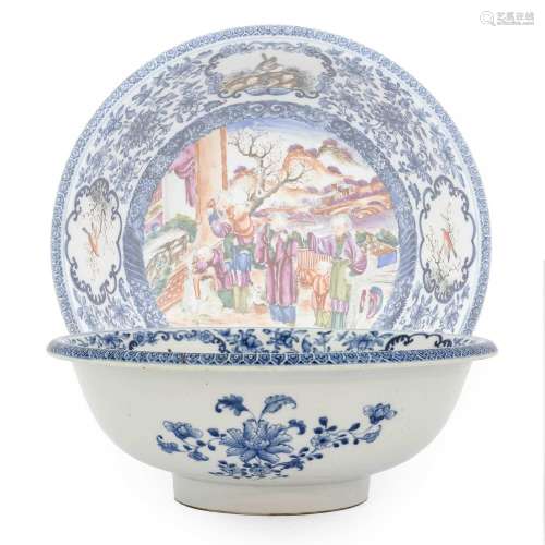 A Chinese Porcelain Basin, Qianlong, painted in famille rose...