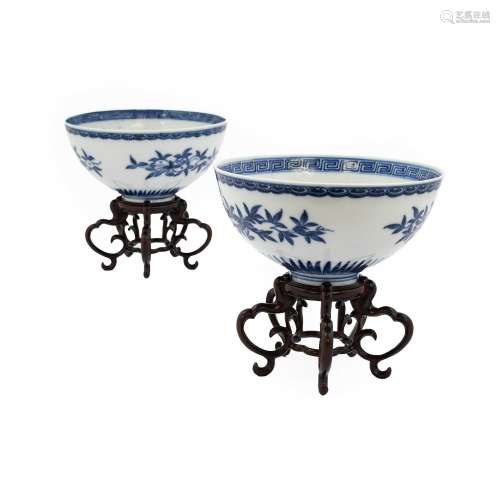 A Pair of Chinese Porcelain Bowls, possibly Qianlong, painte...