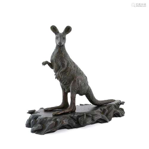 A Japanese Bronze Okimono as a Kangaroo, Meiji period, natur...