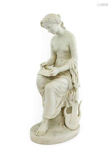 ~ A Copeland Parian Figure of Corinna, circa 1877, sitting o...