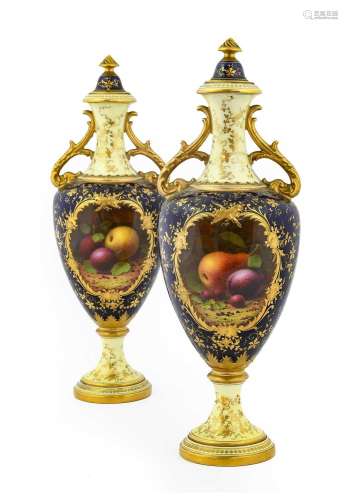 } A Pair of Coalport Porcelain Vases, early 20th century, of...