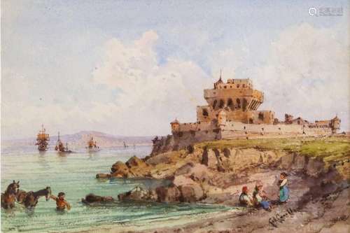 Gabrielle Carelli (1820-1900) Italian A Mediterranean coasta...