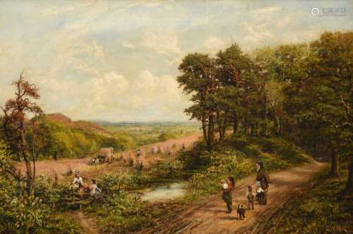 George William Mote (1832-1909) Extensive landscape with hay...
