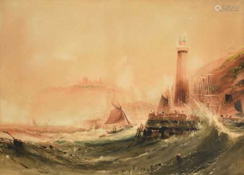 Henry Barlow Carter (1803-1868) Shipping in rough seas befor...