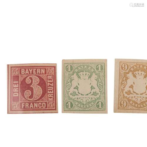 Altdeutschland / Bayern - 3 timbres inutilisés de la période...