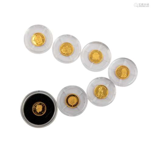 OR - 7 mini-pièces d'or, chacune d'une finesse de 0,...