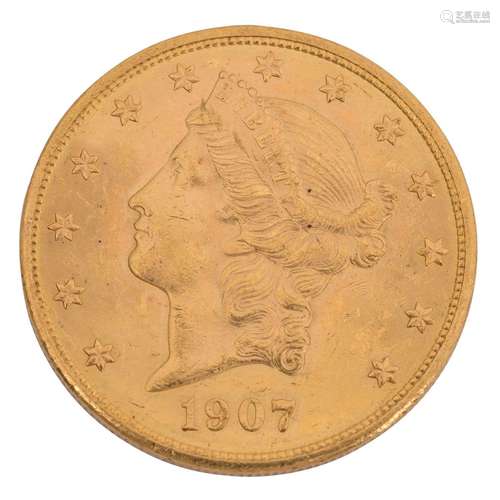 USA - 20 Dollars 1907 o. Mzz., Double Eagle Liberty Head, ca...