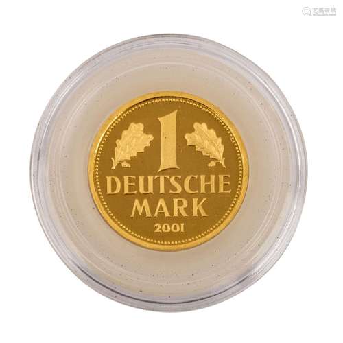 RFA/Or - 1 Deutsche Mark en or 2001 D, environ 12 grammes fi...