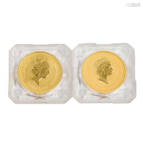 Australie - 2 x 25 dollars, 1993, 1996, dites pépites austra...