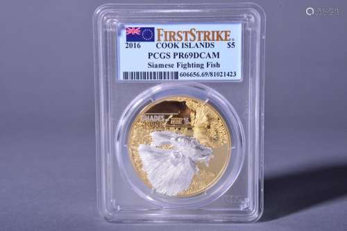 2016 COOK ISLANDS FIVE DOLLAR GOLD AND SILVER COIN