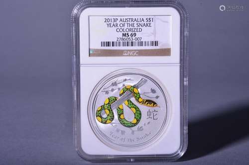 2013 AUSTRALIA YEAR OF THE SNAKE ONE DOLLAR SILVER COIN