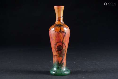 Vase bouteille de la collection “79.000“. Verre marbré orang...