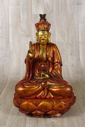 Grand Bodhisattva figuré assis, en padmasana, sur un socle c...
