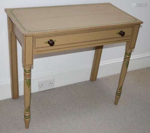 A 19th century painted pine side table, the rectangular top ...