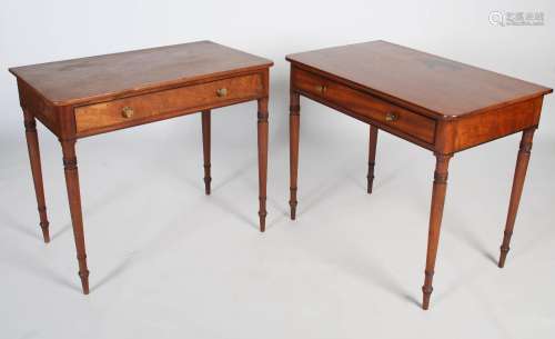 A pair of George III mahogany side tables, the rounded recta...