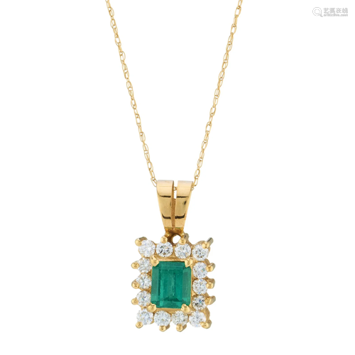 An 18ct gold emerald and brilliant-cut d