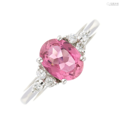 An 18ct gold pink tourmaline dress ring,