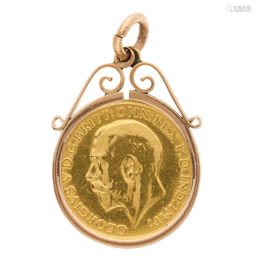 A George V gold sovereign coin pendant,