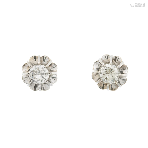 A pair of 18ct gold brilliant-cut diamon