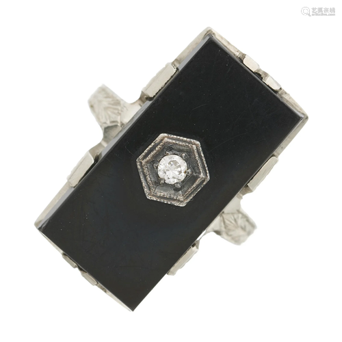 An Art Deco 18ct gold onyx and circular-