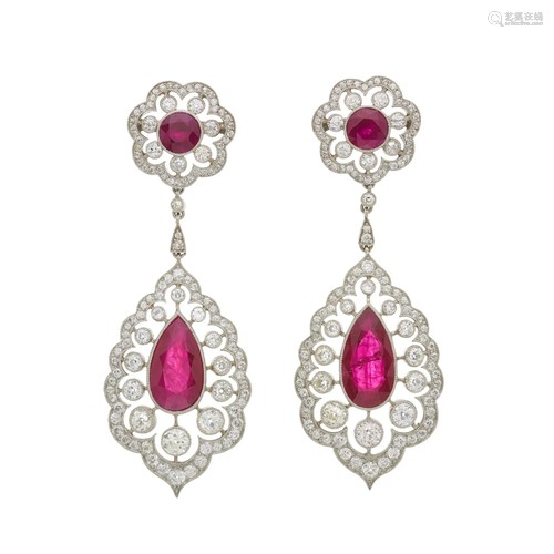 An impressive pair of pear-shape ruby an